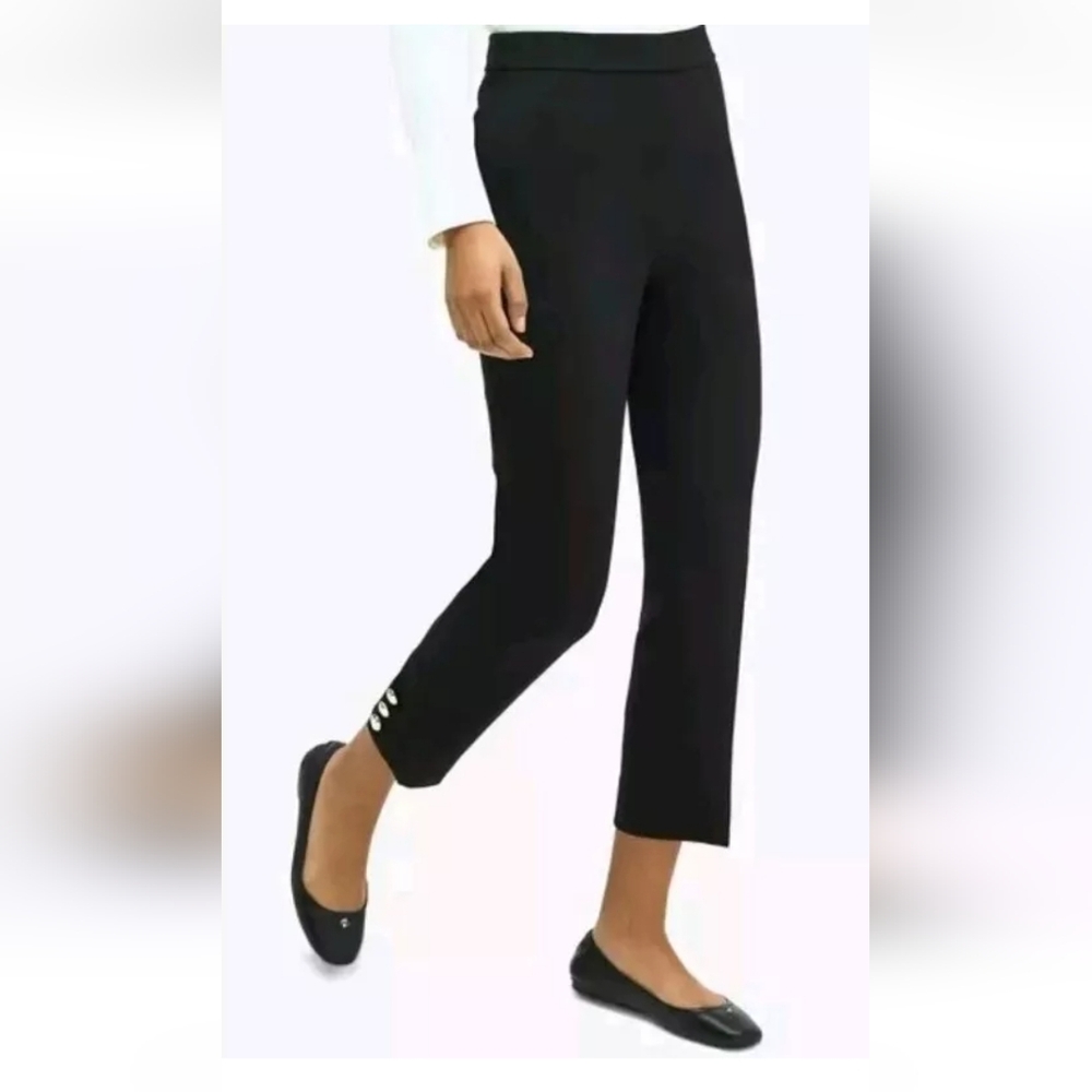 Kate Spade New York Size 10 Three Button Ankle Crepe Capri Pants In Black